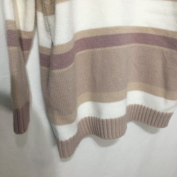 Tobi Beige/Tan Striped Knit V-Neck Sweater Dress With Pockets Sz S - Picture 12 of 16